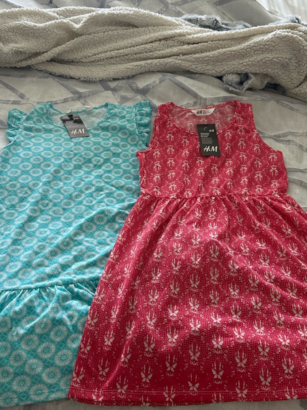 H&M Kids' Dresses - Turquoise & Red Sleeveless Cotton Dresses
